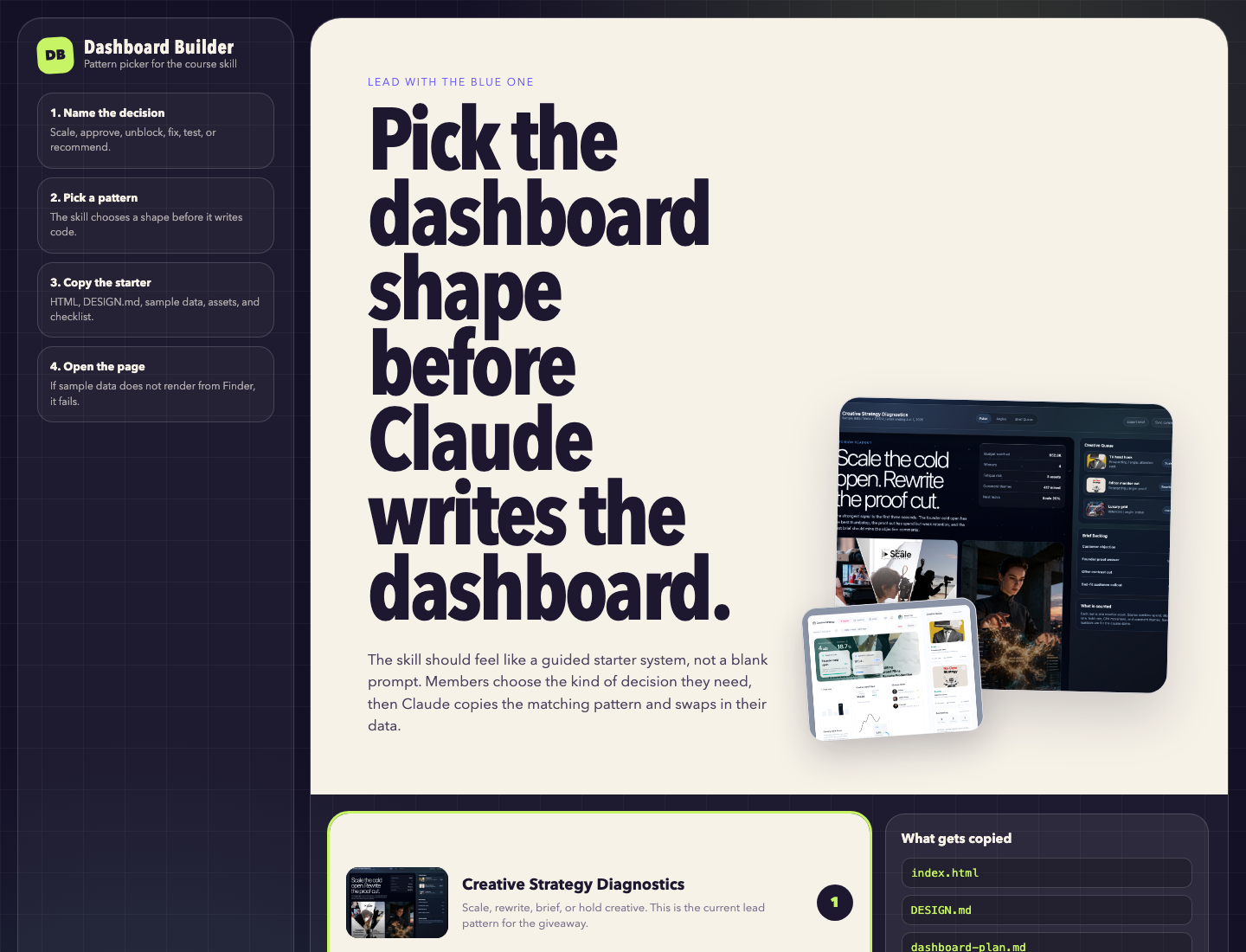 Dashboard Builder pattern picker preview.